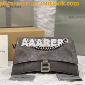 Replica Balenciaga Crush Small Chain Bag In Dark Grey Crushed Calfskin