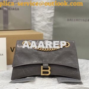 Replica Balenciaga Crush Small Chain Bag In Dark Grey Crushed Calfskin