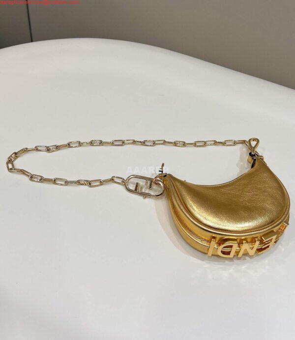 Replica Fendi 7AS089 Nano Fendigraphy Gold leather Charm 80056S 3