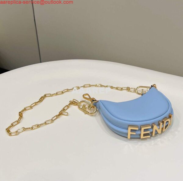 Replica Fendi 7AS089 Nano Fendigraphy Light blue leather Charm 80056S 3