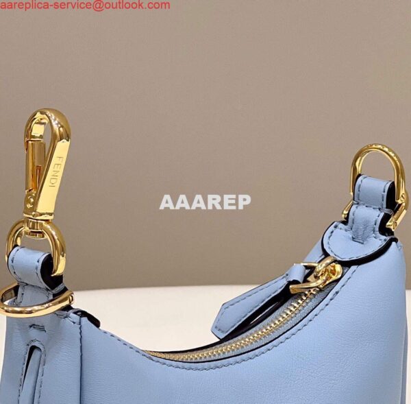 Replica Fendi 7AS089 Nano Fendigraphy Light blue leather Charm 80056S 5