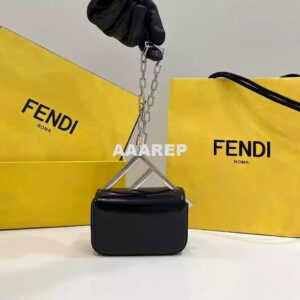 Replica Fendi 7AS173 Fendi First Sight Black leather Nano bag 2