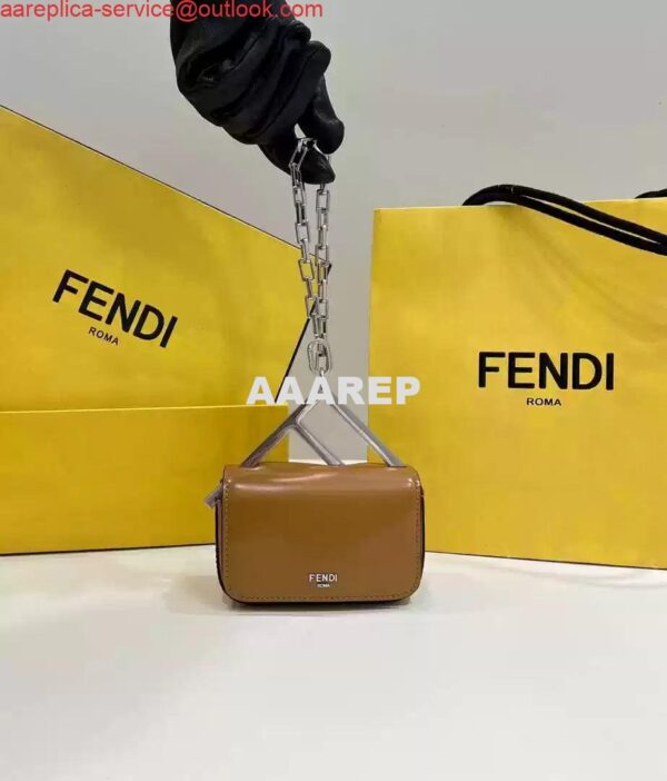 Replica Fendi 7AS173 Fendi First Sight Brown leather Nano bag 3