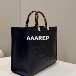 Replica Fendi 8266S Sunshine Medium Bag 8BH386 Black leather shopper 2