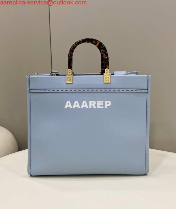 Replica Fendi 8266S Sunshine Medium Bag 8BH386 Light blue leather shopper 3