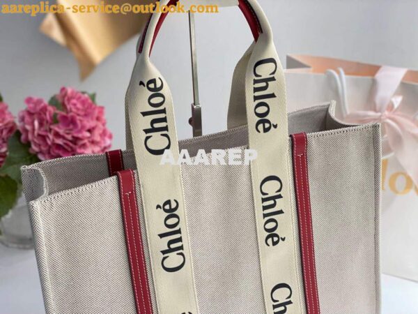 Replica Chloe 382E6690U Large Woody Tote Bag Red 4