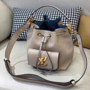 Replica Louis Vuitton Grey Lockme Bucket Bag M57688 BLV719 2