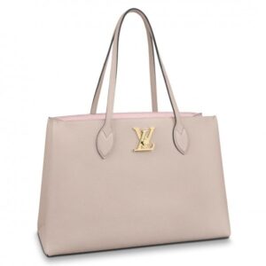 Replica Louis Vuitton Lockme Shopper In Greige Leather M57346 BLV720