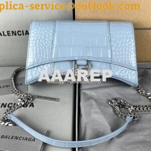 Replica Balenciaga Hourglass Chain Bag in Shiny Crocodile Embossed Lea