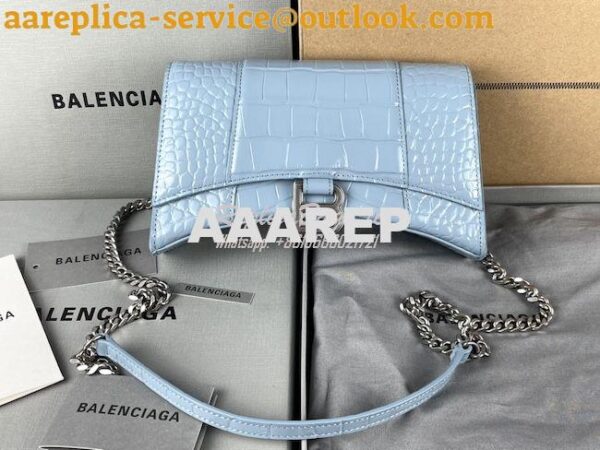 Replica Balenciaga Hourglass Chain Bag in Shiny Crocodile Embossed Lea