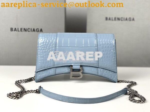 Replica Balenciaga Hourglass Chain Bag in Shiny Crocodile Embossed Lea 2