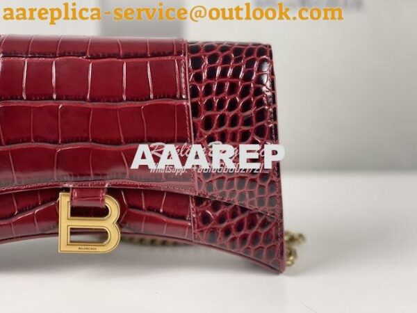 Replica Balenciaga Hourglass Chain Bag in Shiny Crocodile Embossed Lea 5