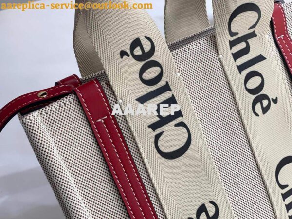 Replica Chloe 385E6690U Small Woody Tote Bag Red 4