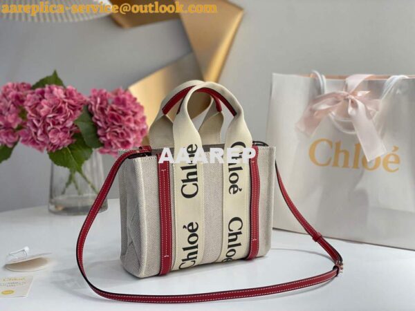 Replica Chloe 385E6690U Small Woody Tote Bag Red 5