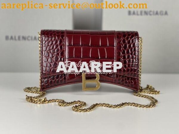 Replica Balenciaga Hourglass Chain Bag in Shiny Crocodile Embossed Lea 16