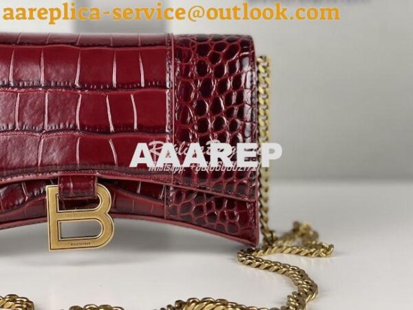 Replica Balenciaga Hourglass Chain Bag in Shiny Crocodile Embossed Lea 19