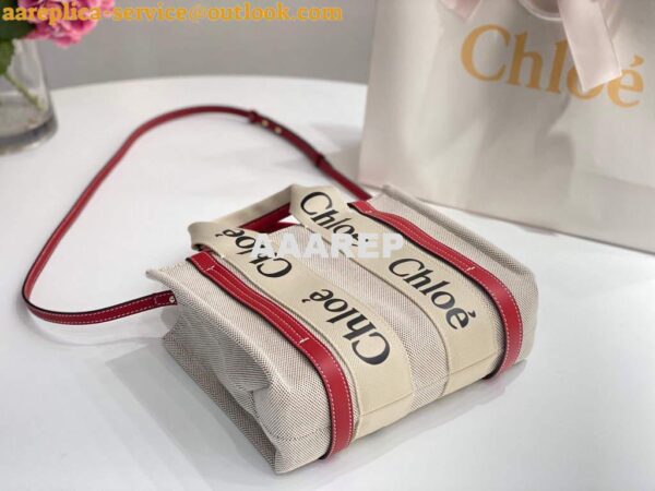 Replica Chloe 385E6690U Small Woody Tote Bag Red 8