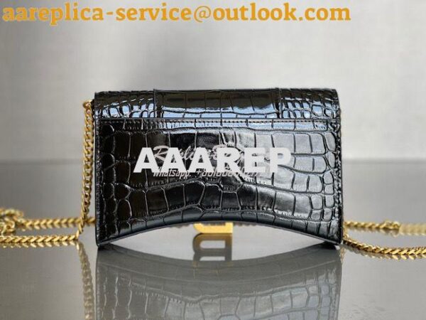 Replica Balenciaga Hourglass Chain Bag in Shiny Crocodile Embossed Lea 11