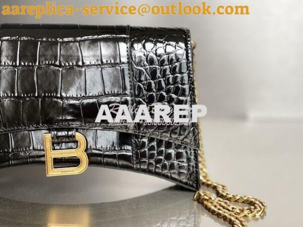 Replica Balenciaga Hourglass Chain Bag in Shiny Crocodile Embossed Lea 14