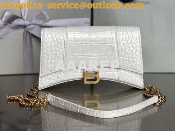 Replica Balenciaga Hourglass Chain Bag in Shiny Crocodile Embossed Lea 4