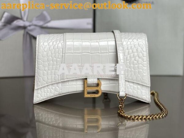 Replica Balenciaga Hourglass Chain Bag in Shiny Crocodile Embossed Lea 5