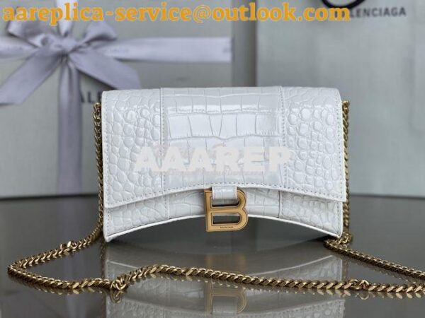 Replica Balenciaga Hourglass Chain Bag in Shiny Crocodile Embossed Lea 10