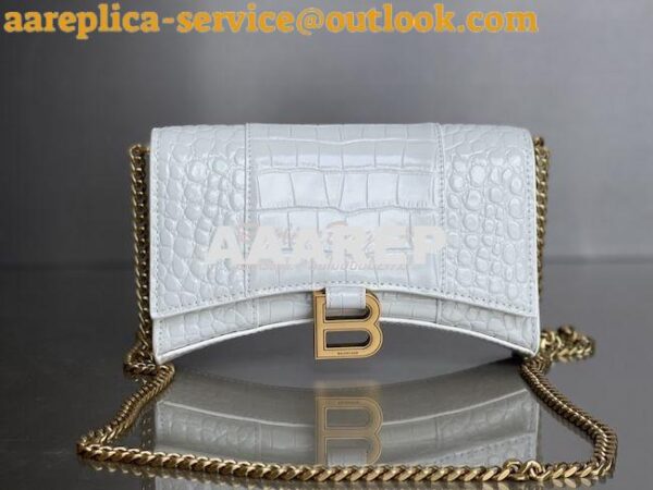 Replica Balenciaga Hourglass Chain Bag in Shiny Crocodile Embossed Lea 11