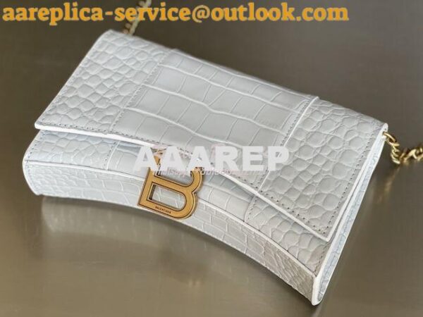 Replica Balenciaga Hourglass Chain Bag in Shiny Crocodile Embossed Lea 14