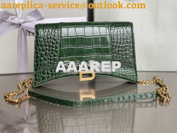 Replica Balenciaga Hourglass Chain Bag in Shiny Crocodile Embossed Lea 4