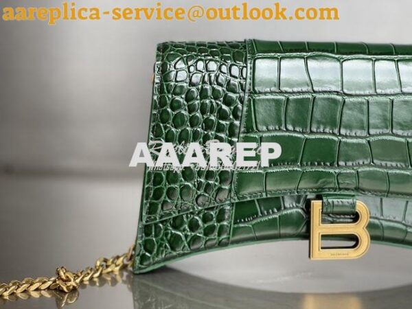 Replica Balenciaga Hourglass Chain Bag in Shiny Crocodile Embossed Lea 6