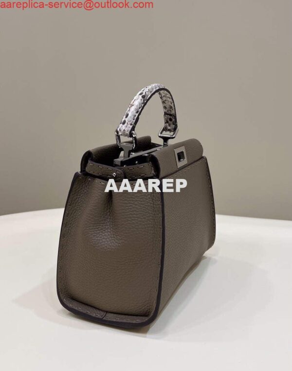 Replica Fendi 8551 Peekaboo Mini Leather Bag Gray 3