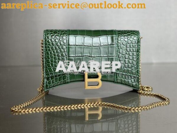 Replica Balenciaga Hourglass Chain Bag in Shiny Crocodile Embossed Lea 13