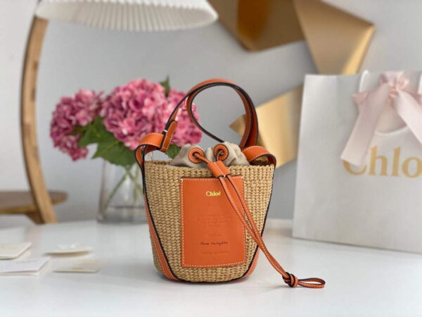 Replica Chloé CHC22SS391G56101 Small Basket Tote Bag Orange 3