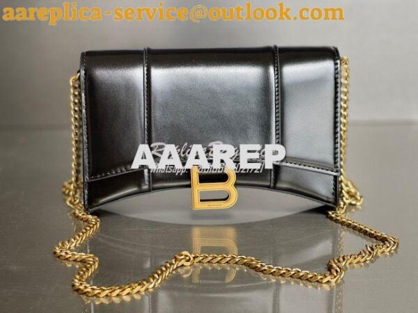 Replica Balenciaga Hourglass Chain Bag in Smooth Leather 6449731 Black 10