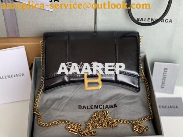 Replica Balenciaga Hourglass Chain Bag in Smooth Leather 6449731 Black 12