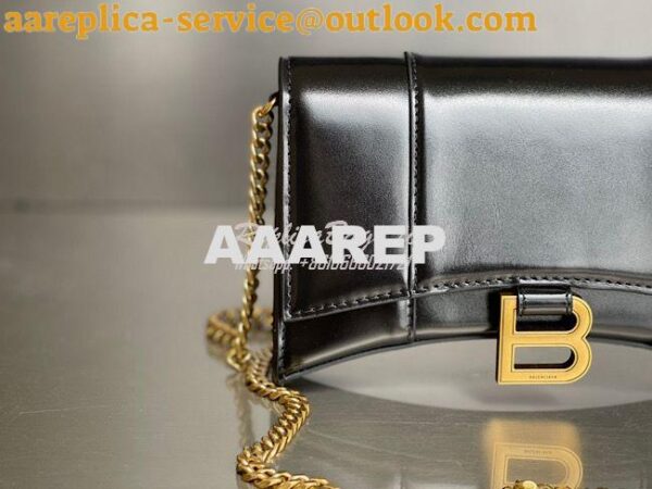 Replica Balenciaga Hourglass Chain Bag in Smooth Leather 6449731 Black 15