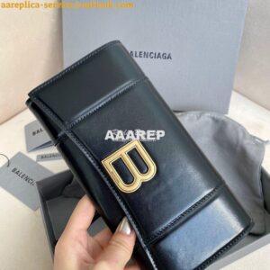 Replica Balenciaga Hourglass Continental Wallet On Strap 6001881 Black 2