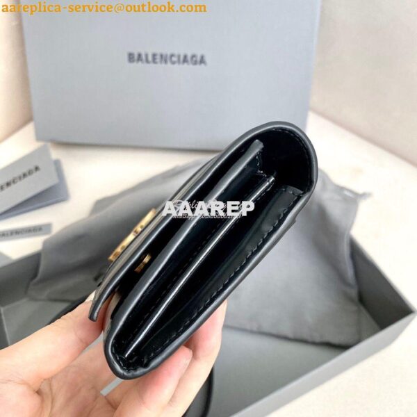 Replica Balenciaga Hourglass Continental Wallet On Strap 6001881 Black 3