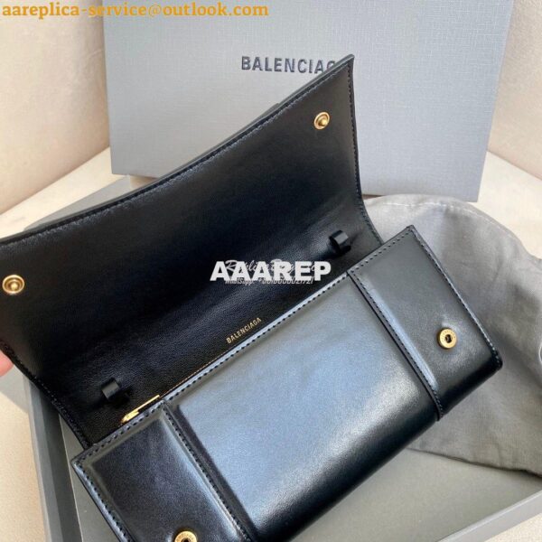 Replica Balenciaga Hourglass Continental Wallet On Strap 6001881 Black 5