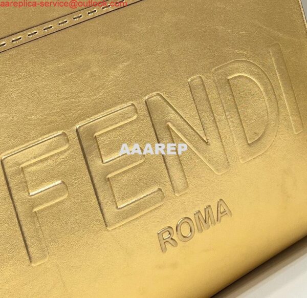 Replica Fendi 8553 Sunshine Medium Tote Shoulder Bag 8BH386 Gold Laminated leather shopper 7