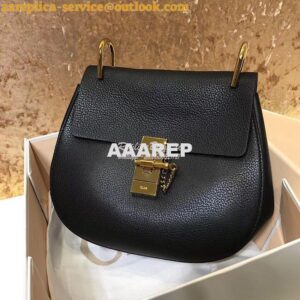 Replica Chloe Drew Shoulder Bag in Grained Lambskin Black