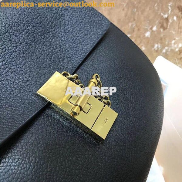 Replica Chloe Drew Shoulder Bag in Grained Lambskin Black 4