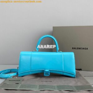 Replica Balenciaga Hourglass Stretched Top Handle Bag in Azur Shiny Bo