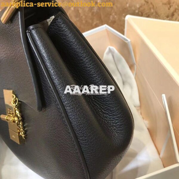 Replica Chloe Drew Shoulder Bag in Grained Lambskin Black 9