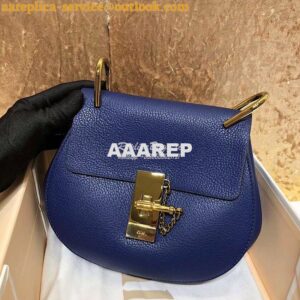 Replica Chloe Drew Shoulder Bag in Grained Lambskin Blue