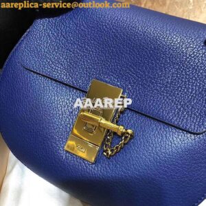 Replica Chloe Drew Shoulder Bag in Grained Lambskin Blue 2