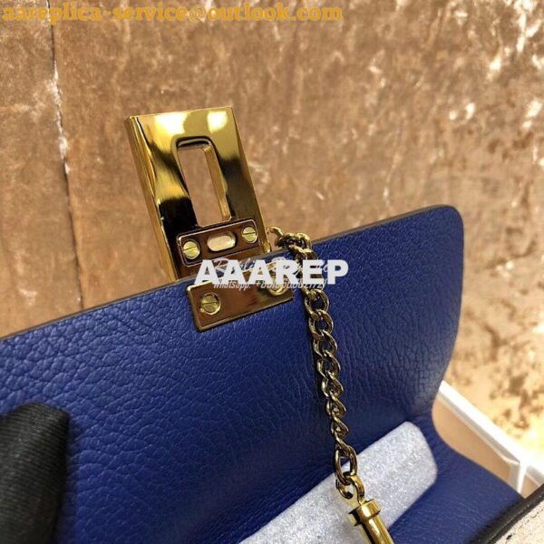 Replica Chloe Drew Shoulder Bag in Grained Lambskin Blue 6