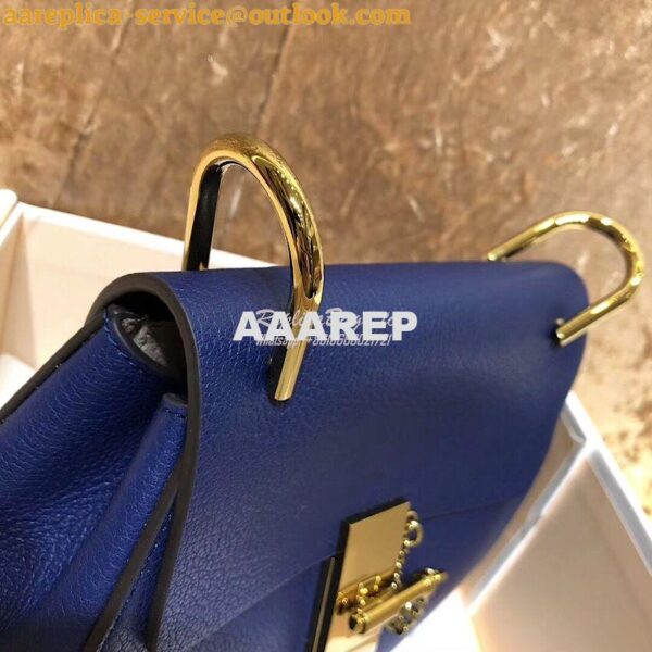 Replica Chloe Drew Shoulder Bag in Grained Lambskin Blue 7