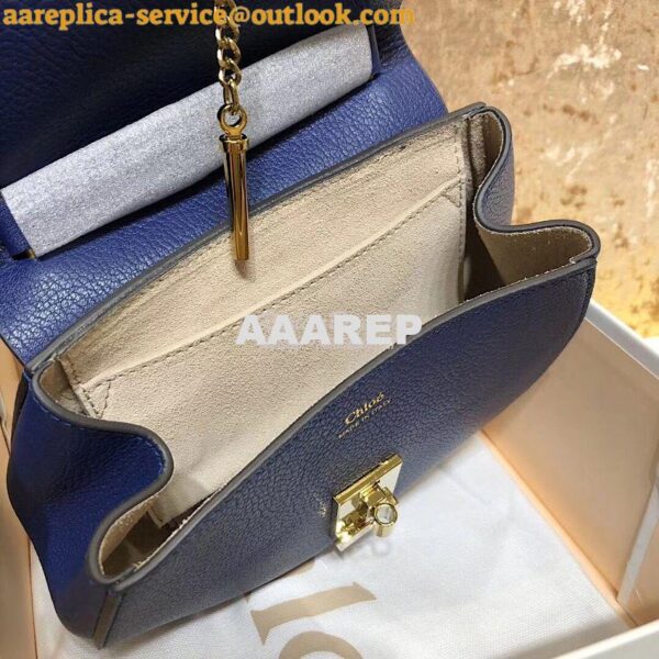 Replica Chloe Drew Shoulder Bag in Grained Lambskin Blue 9