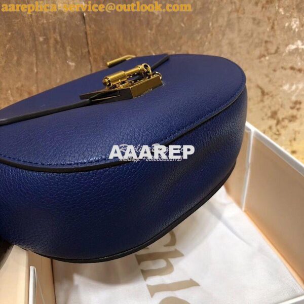 Replica Chloe Drew Shoulder Bag in Grained Lambskin Blue 10